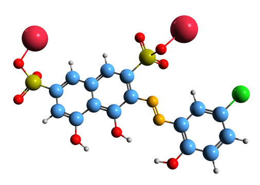  3D image of Plasmocorinth B Disodium Salt skeletal formula - molecular chemical structure of organometallic pigment isolated on white background