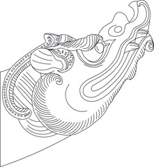 Chinese carving dragon head pattern drawing for t-shirts