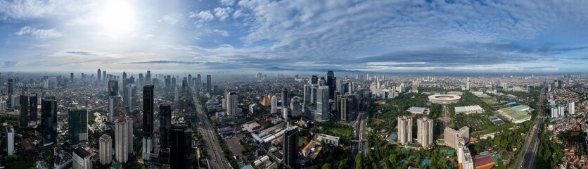Fototapeta na wymiar Panoramic view of Jakarta, the capital city of indonesia. Jakarta is the largest city in Southeast Asia. 