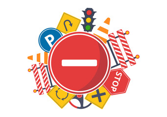 Driving School with Education Process of Car Training and Learning to Drive to Get Drivers License in Flat Cartoon Hand Drawn Templates Illustration