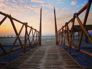 Pier at sunset. Location - Panikhaiti picnic spot, Assam, India. 