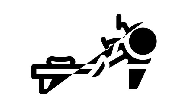 rowing machine line icon animation