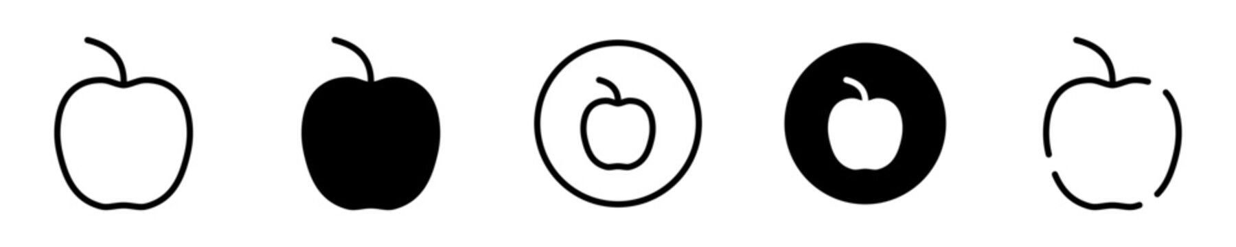 Conjunto de iconos de manzana. Fruta. Concepto de alimento nutritivo. Nutrición. Ilustración vectorial