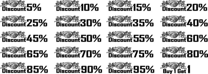 discount text vector design pack for shop