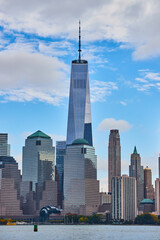 Beautiful detail of New York City skyline viewed from New Jersey