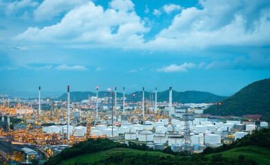 Gas and oil tanks in the refinery industry