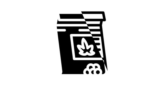 hemp seeds bag line icon animation