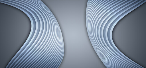 3D rendering of silver curved lines with abstract texture texture background