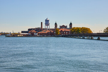 Fototapeta na wymiar New Jersey Liberty State Park Ellis Island from coast