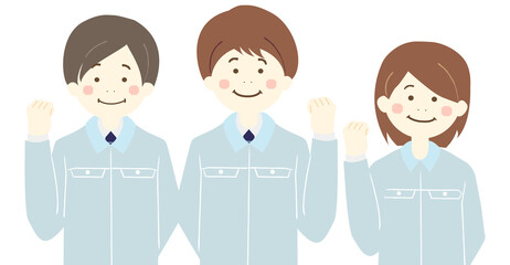 作業服のビジネスマンたち3人