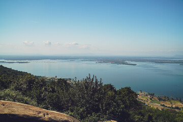 Hin Chang Si View Point  that can see the scenery of the Ubolratana Dam below  Sky, mountains and...