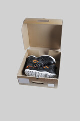 Safety shoes in a box.