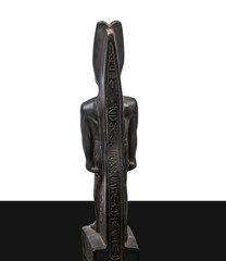 statue made of basalt stone, glass and metal dating back to the Pharaonic era