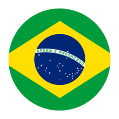 Brazil Flat Rounded Flag with Transparent Background