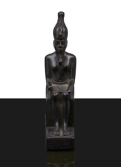statue made of basalt stone, glass and metal dating back to the Pharaonic era