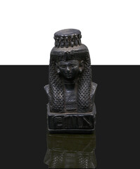 statue made of basalt stone, glass and metal dating back to the Pharaonic era