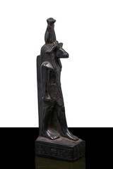 statue made of basalt stone, glass and metal dating back to the Pharaonic era
