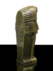 statue made of basalt stone, glass and metal dating back to the Pharaonic era