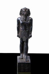 statue made of basalt stone, glass and metal dating back to the Pharaonic era