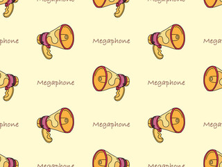 Megaphone cartoon character seamless pattern on orange background