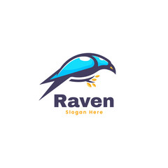 Vector Logo Illustration Raven Simple Mascot Style