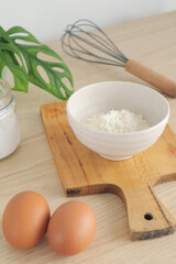 Ingredients for cooking are on the table