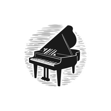 vintage classical piano with  linear background for logo