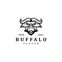 buffalo head icon vector illustration vintage logo design