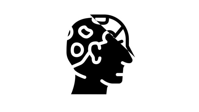 alopecia areata line icon animation