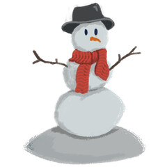 snowman with a red scarf and hat 1