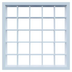 3d illustration of square grid white window frame.