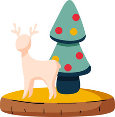 Fototapeta premium Christmas tree and reindeer