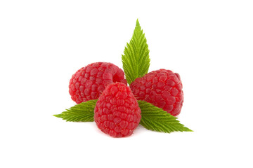 Raspberry berries isolated on white background