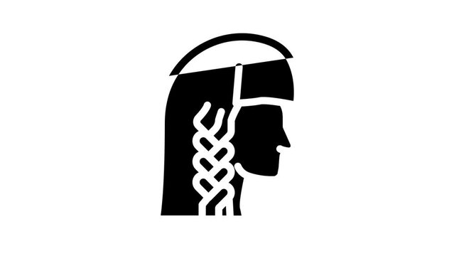 braiding hair line icon animation