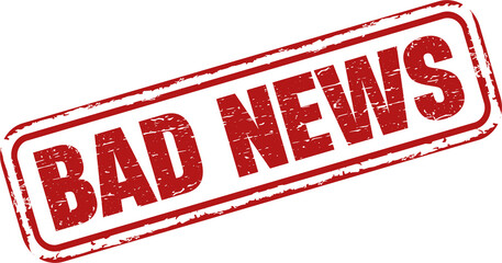 BAD NEWS rubber stamp. BAD NEWS Stamp vintage old red color texture frame