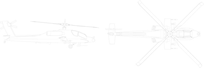 Multi-sided Heli sketch with white background