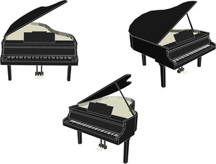 Music Piano Grand sketch with white baground