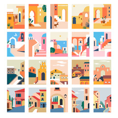 Cityscapes urban streets with architecture vector