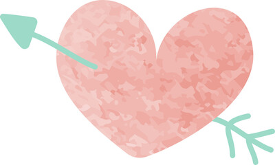 Watercolor heart and arrow illustration
