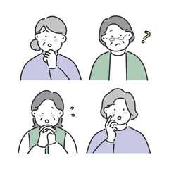 シニア女性のネガティブな表情セット