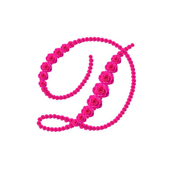Letra D hecha con foto de rosa baby color fuccia