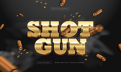 Gold shot gun with bullet text effect editable free download - obrazy, fototapety, plakaty