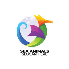 sea animal logo colorful gradient style