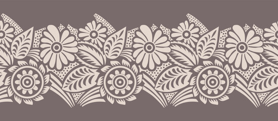 Seamless tribal floral border design