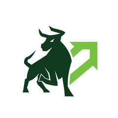 Bulls stock market trend. Trading exchange, up green arrow chart. Price chart going up. Global economic boom. Design vector. finance logo. Economic finance chart business productivity logo icon.