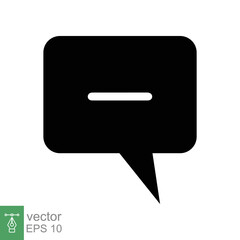 Cancel comment icon. Simple flat style. Remove, delete chat box, speech bubble with cross symbol, communication concept. Vector illustration isolated on white background. EPS 10.