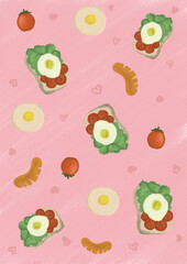 seamless pattern with sweets breakfast 
