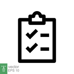 Checklist icon. Simple flat style. Clipboard with check list, report note, document test concept. Vector illustration isolated on white background. EPS 10.