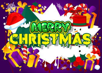 Merry Christmas. Graffiti tag. Abstract modern street art decoration performed in urban painting style.