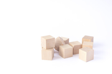 wooden cube toy for the child. concept about education, business, play, strategy, success.